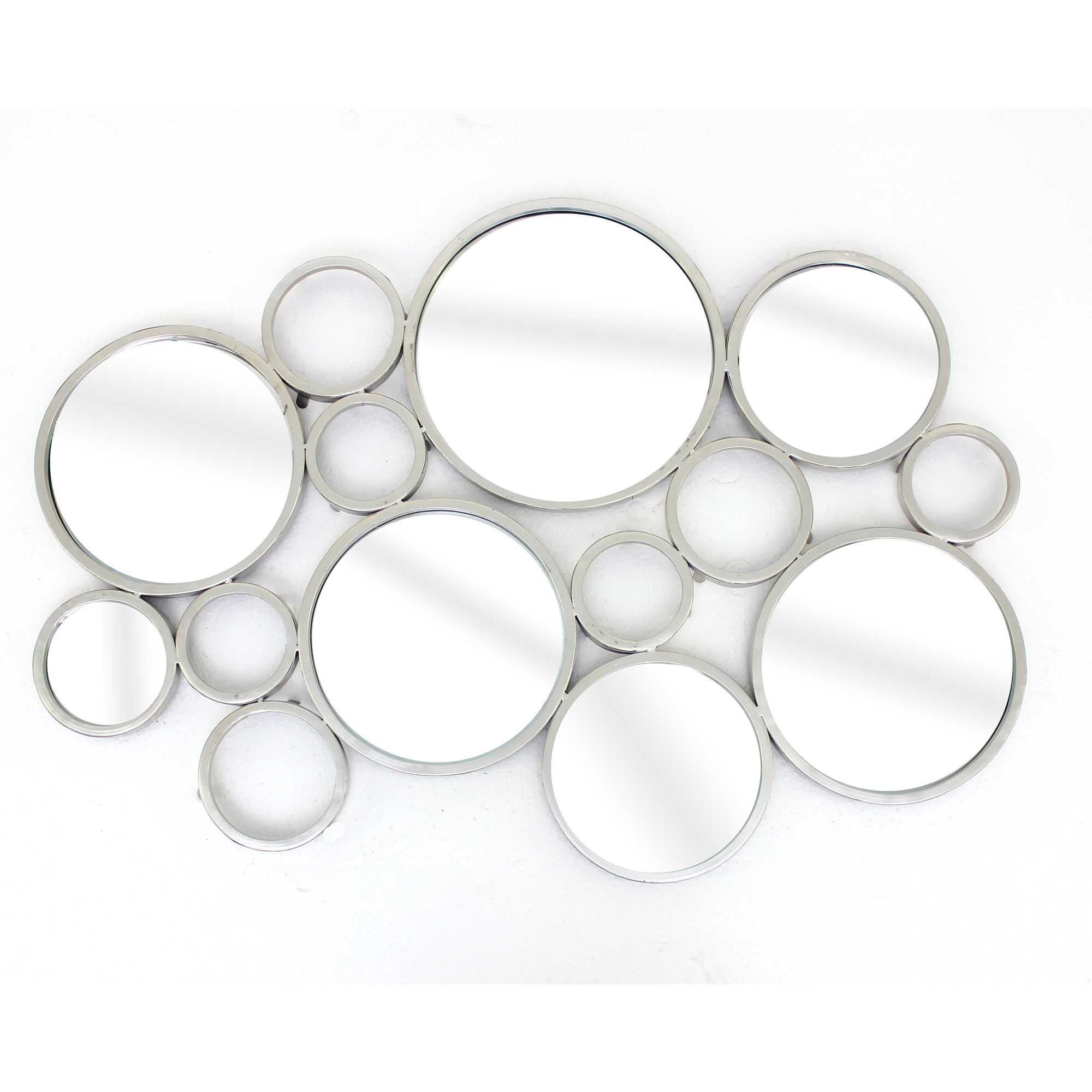 25" x 37" x 1.25" Silver, Mirrored, Multi Circle, Metal - Wall Decor