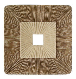 1" x 14" x 14" Brown, Concave, Square, Double Layer Ribbed - Wall Plaque