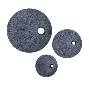 1" x 16" x 16" Gray Sandstone, Ribbed Round, Top Hole - Wall Decor