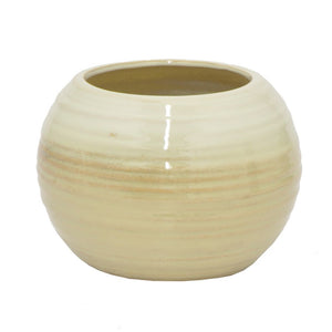 7.5" White and Beige Ceramic Pot