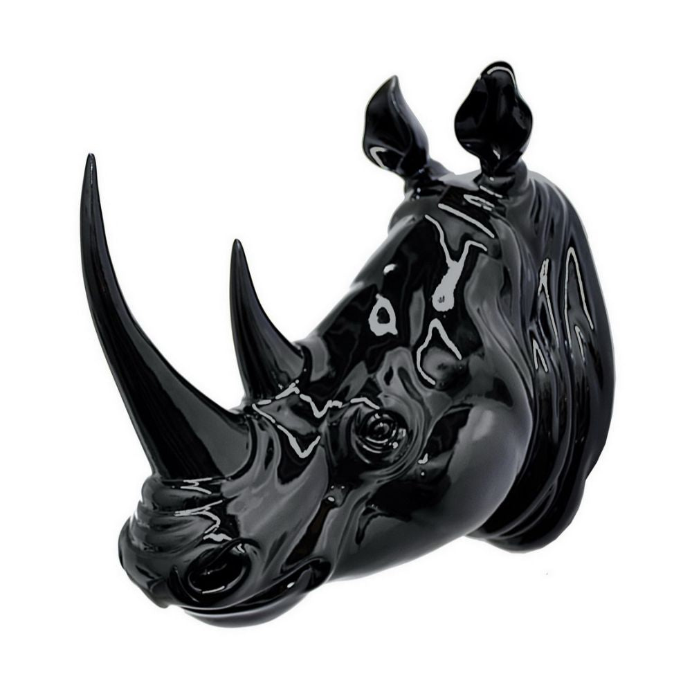 Black Resin Rhino Wall Decor