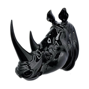 Black Resin Rhino Wall Decor