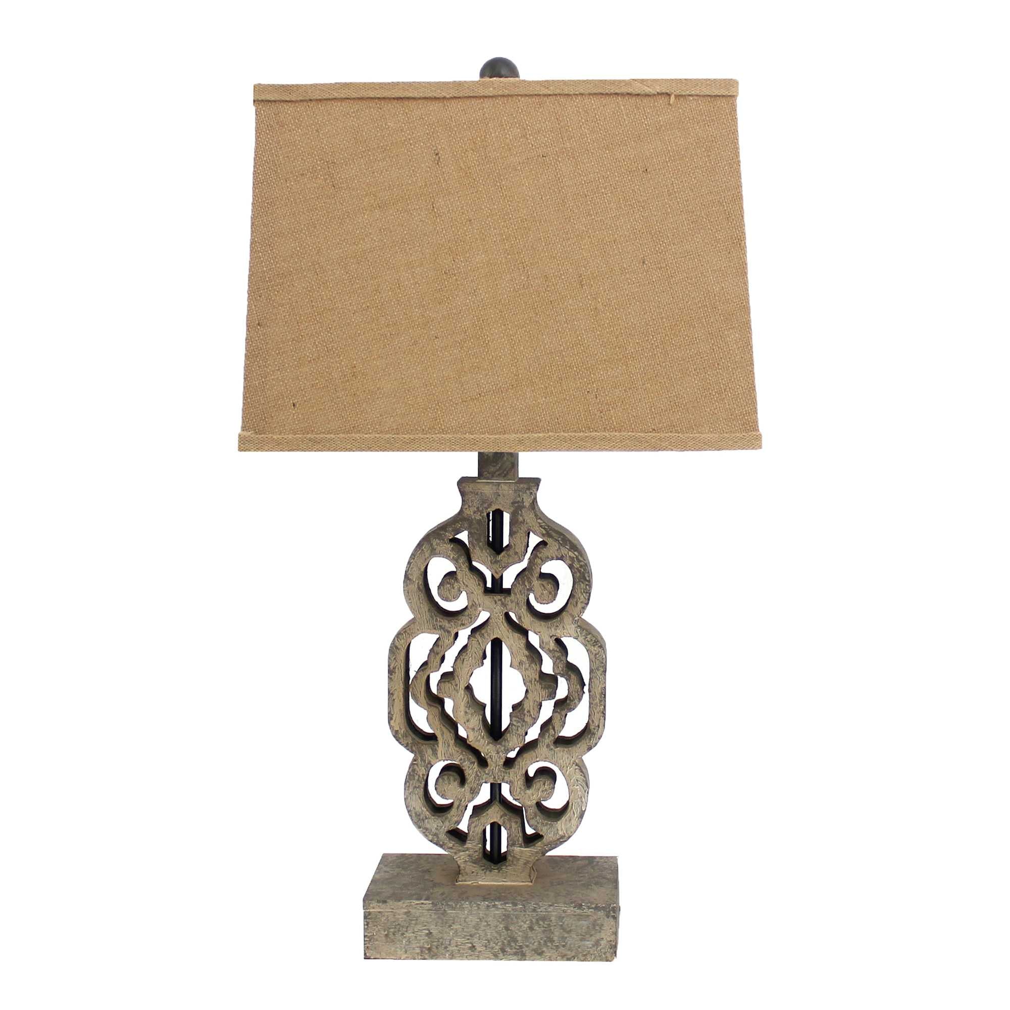 4.75" x 8" x 27.25" Brown, Vintage, Metal, Floral Based - Table Lamp