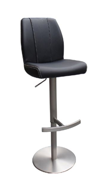 45" Black Leatherette and Steel Bar Stool