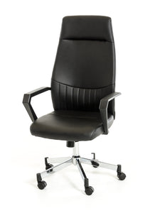 47" Black Leatherette, Plastic, and Steel Office Chair