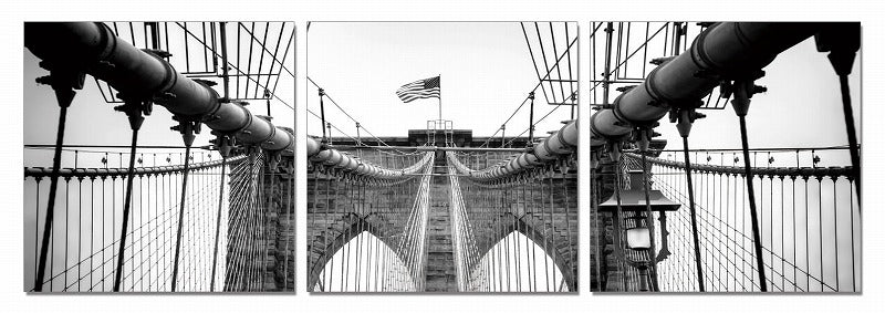 24" Black and White Canvas 3 Horizontal Panels Photo