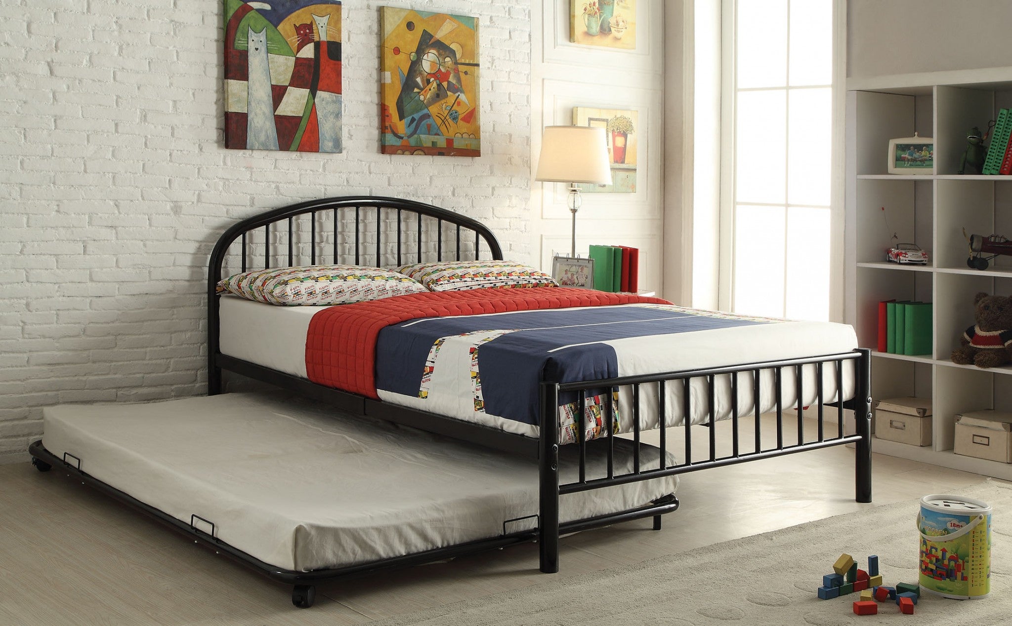 79" X 39" X 33" Twin Black Bed