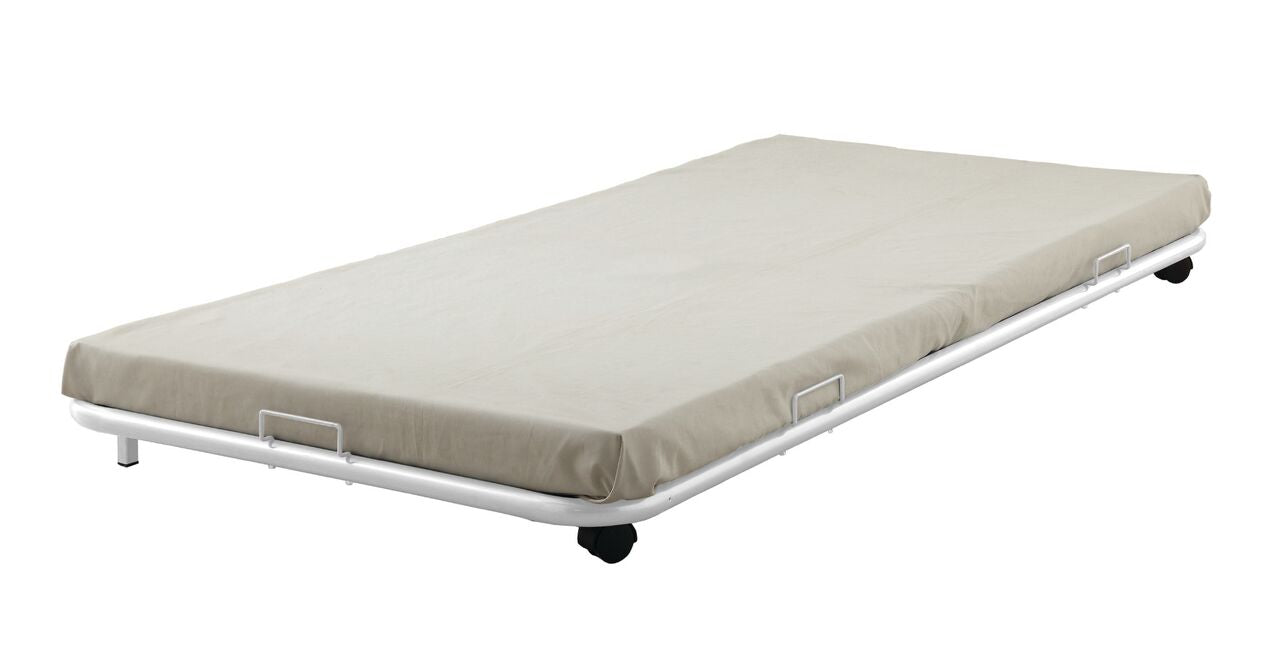 73" X 39" X 4" Twin White Metal Tube Roll-out Trundle