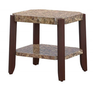 24" X 23" X 24" Faux Marble And Brown End Table