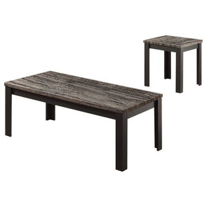 48" X 24" X 18" 2Pc Faux Marble And Black Pack Coffee And End Table Set