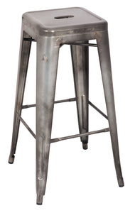 17" X 17" X 30" 2pc Antique Silver Steel Bar Stool