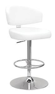 21" X 22" X 38" White And Chrome Swivel Adjustable Stool