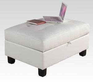 38" X 26" X 18" White Bonded Leather Match Ottoman With Storage