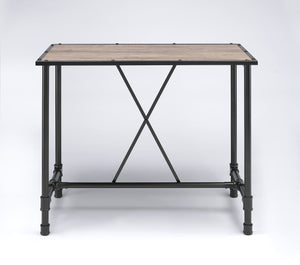 23.5" X 47.5" X 41" Oak And Black Bar Table