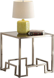 24" X 24" X 24" Champagne and Clear Glass End Table