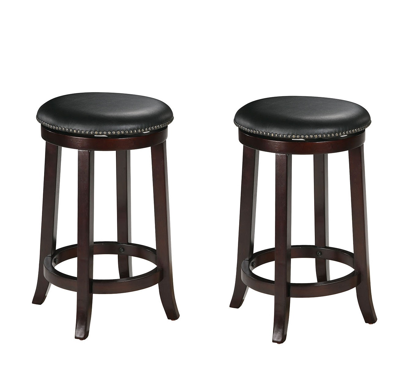 15" X 15" X 24" 2pc Espresso Swivel Counter Height Stool