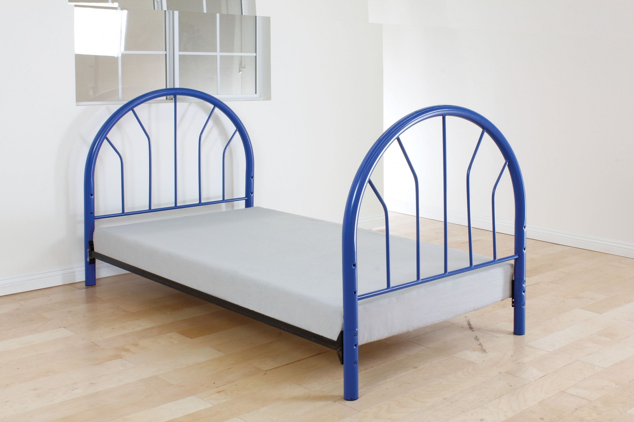 39" X 2.5" X 42" Blue Metal Tube Twin Headboard And Footboard