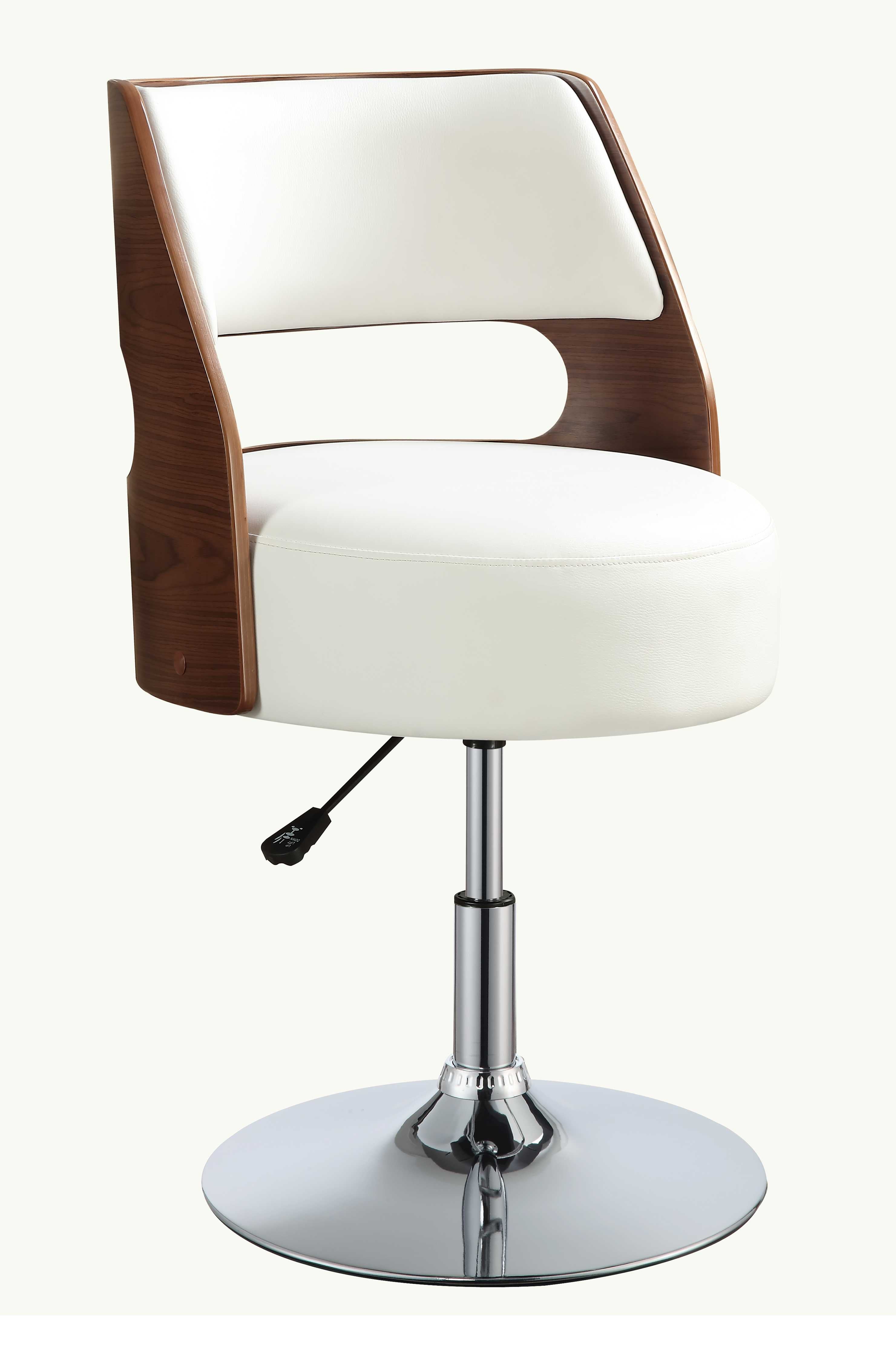 20" X 20" X 31" White And Walnut Swivel Adjustable Stool