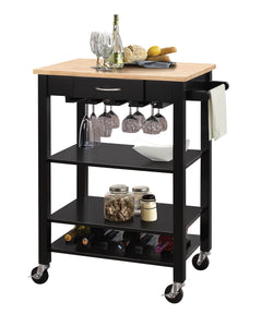 26" X 18" X 36" Natural And Black Kitchen Cart