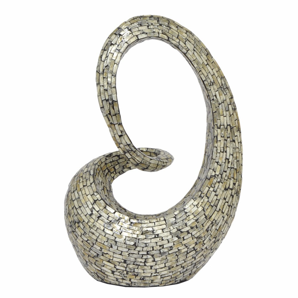 Resin Sculpture with Capiz Inlay, Gray