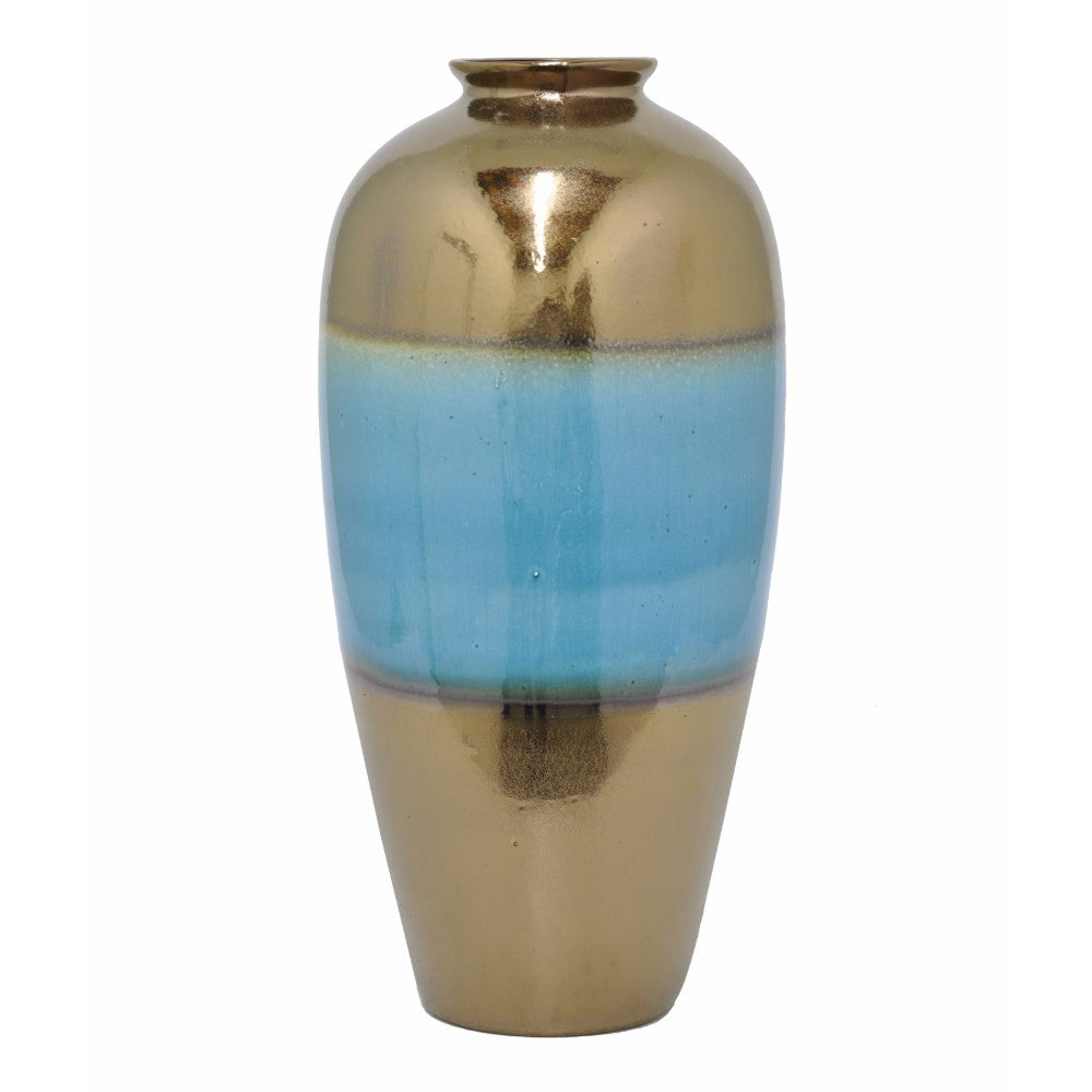 Ceramic Vase -Brown/Blue 19"