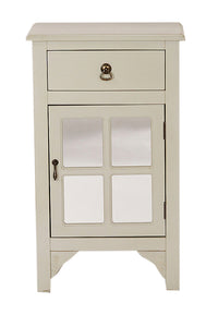 30" Light Sage Wood Mirrored Glass Accent Cabinet with a Drawer and a Door