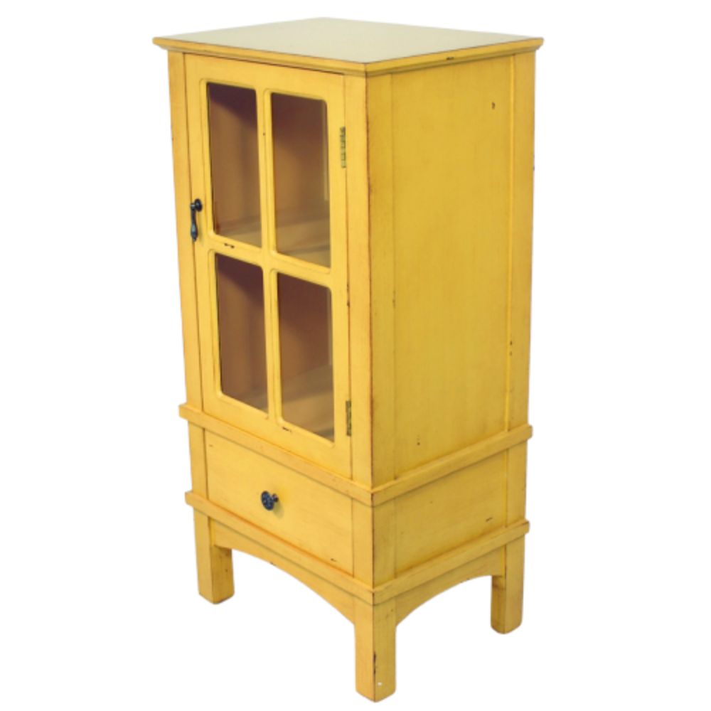 36" Yellow Wood Accent Cabinet with a Drawer and a Door