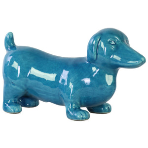 Adorable Standing Dachshund Dog Figurine - Blue