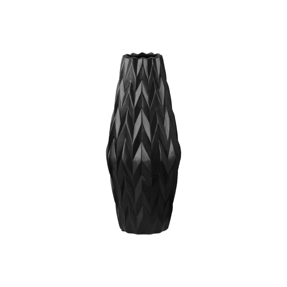 Exquisite Large Vase - Embossed Wave Design - Black