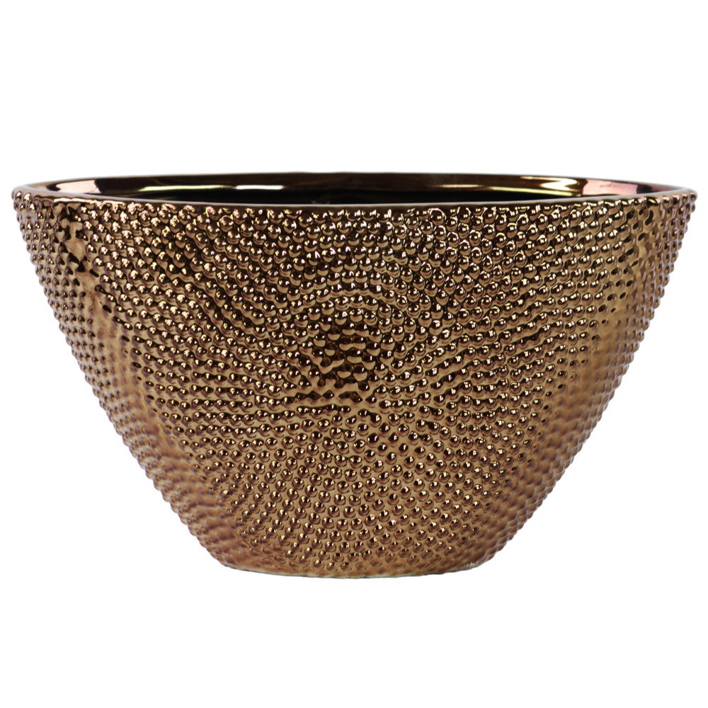 Embossed Elliptical Tapered Vase Beaded - Copper