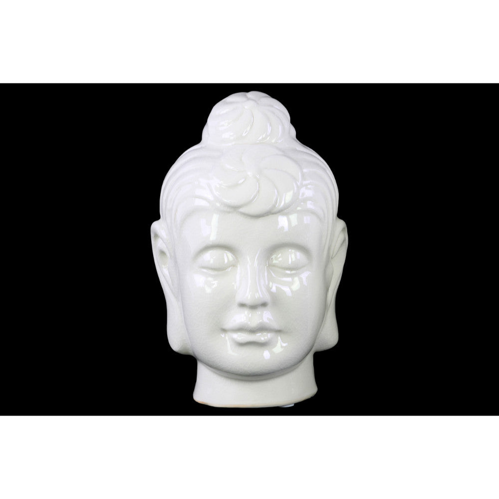 Buddha Head with Bun Ushnisha Large Gloss Finish - Large - White