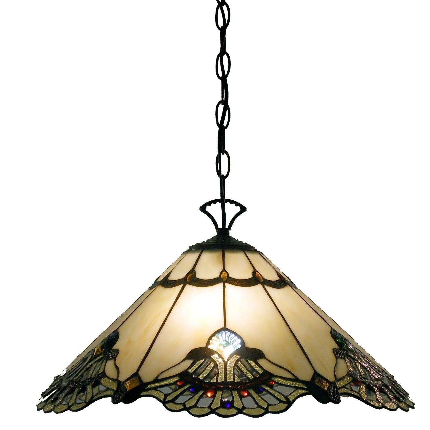 Tiffany-style Warehouse of Tiffany Courtesan Hanging Lamp