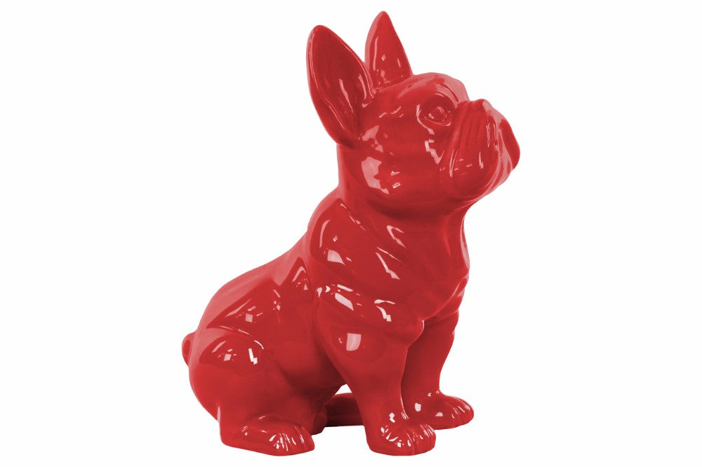 Sitting French Bulldog Figurine with Pricked Ears - Red