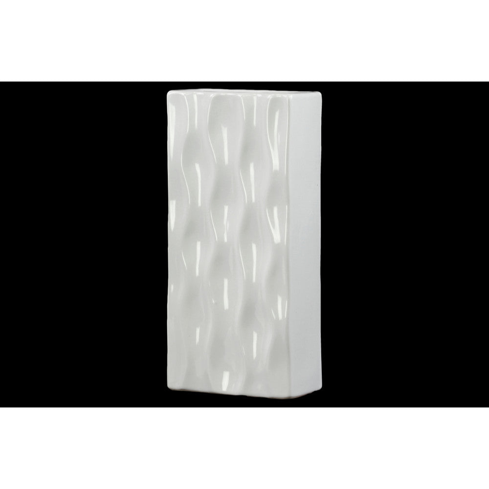 Ceramic Tall Rectangular Vase Large Gloss Finish White