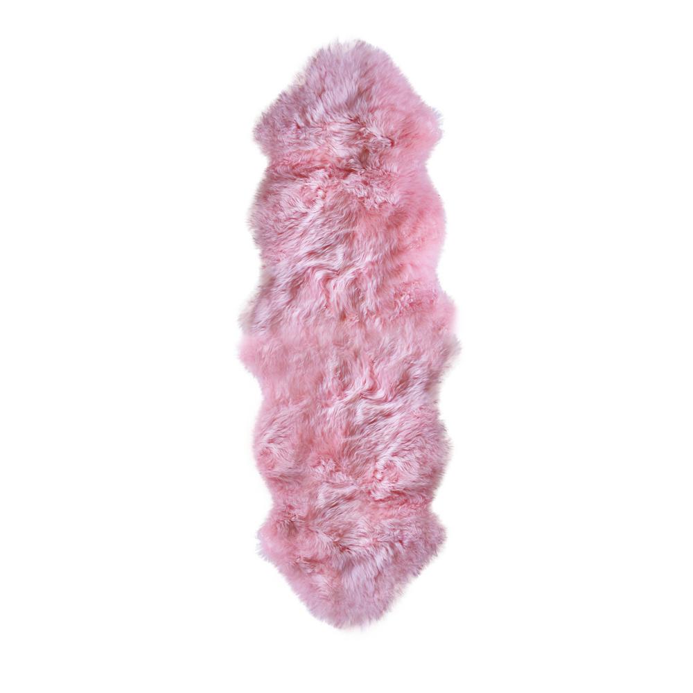 24" x 72" x 2" Pink Double Sheepskin - Area Rug