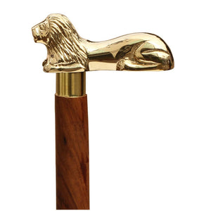 Finest Handmade Walking Cane In Wood With Lion Shaped Brass Handle