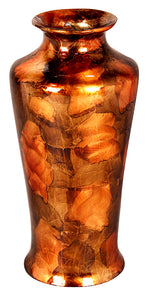 24" Foiled & Lacquered Ceramic Floor Vase - Ceramic, Lacquered In Copper, Brown And Orange