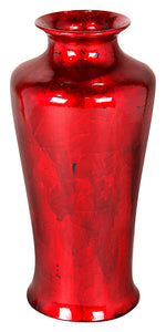 24" Foiled & Lacquered Ceramic Floor Vase - Ceramic, Lacquered In Red