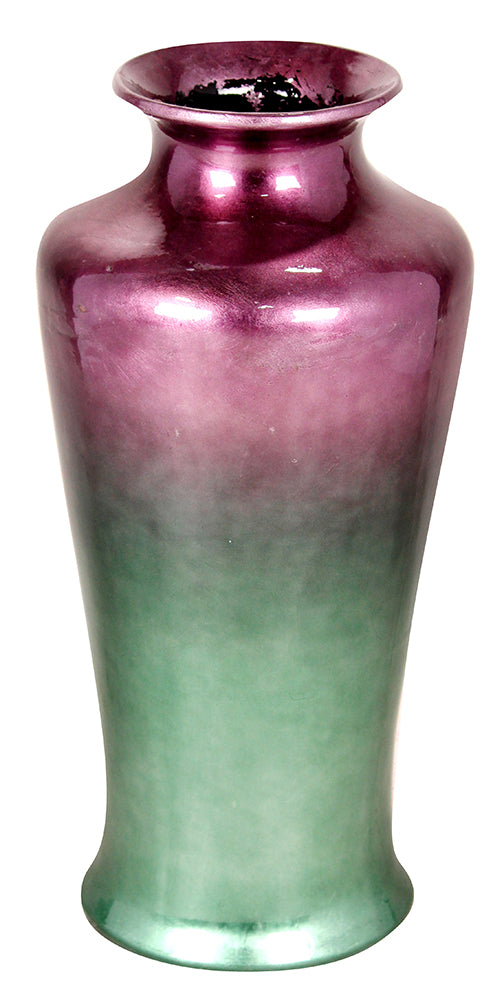 24" Foiled & Lacquered Ceramic Floor Vase - Ceramic, Lacquered In Purple And Aqua