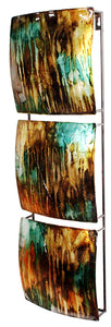 Vertical 3-Panel Metal Wall Decor - Turquoise, Copper And Bronze Lacquered