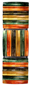 Vertical 3-Panel Metal Wall Decor - Gold, Green And Copper Lacquered