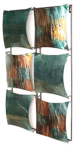 Vertical 6-Panel Metal Wall Decor - Metal, Lacquered In Turquoise, Copper And Bronze