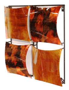 4-Panel Square Metal Wall Decor - Metal, Lacquered In Copper, Brown And Orange