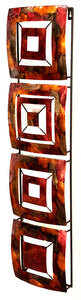 Vertical 4-Panel Metal Wall Decor - Metal, Lacquered In Burgundy, Copper And Brown