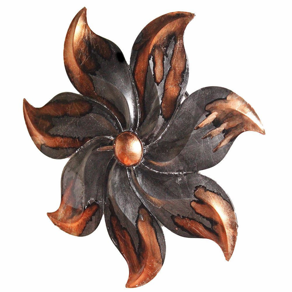 Small Flower Metal Wall Decor - Copper And Pewter Lacquered