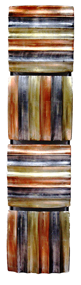 Vertical 4-Panel Metal Wall Decor - Metal, Lacquered In Copper, Gold And Pewter