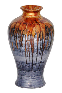 23" Foiled & Lacquered Ceramic Floor Vase - Ceramic, Lacquered In Copper And Pewter