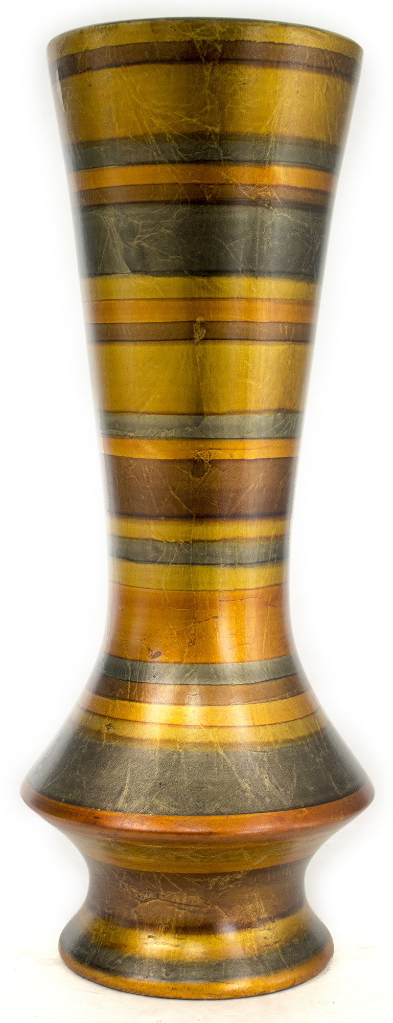 20" Ceramic Floor Vase - Ceramic, Satin In Gold. Copper, Bronze And Pewter