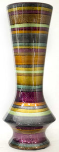 20" Ceramic Floor Vase - Ceramic, Lacquered In Eggplant, Bronze, Gold, Green, Copper And Pewter