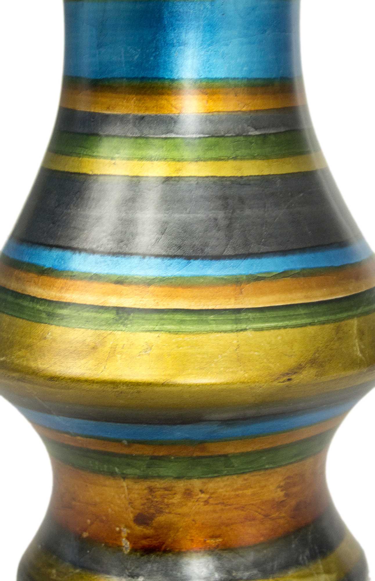 24" Ceramic Floor Vase - Ceramic, Satin In Blue, Green, Gold, Copper And Pewter